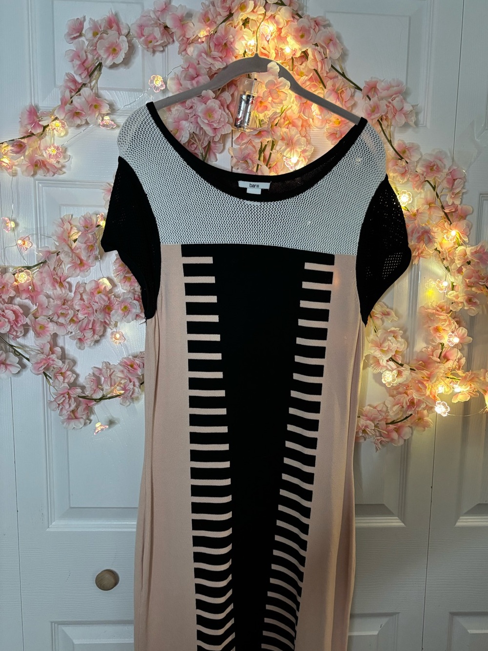 Bar III Black and Blush Knit Midi Dress NWOT